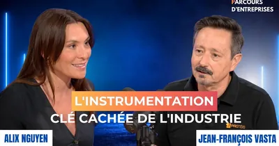 Alix Nguyen face à Jean-François Vasta, de Proteis, sur le plateau de Parcours d'Entreprises
